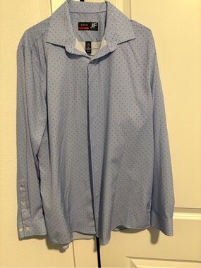 jf j.ferrar Light Blue Dot-Print Dress Shirt